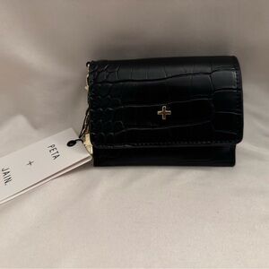 Peta + Jain Black Croc-Embossed Wallet